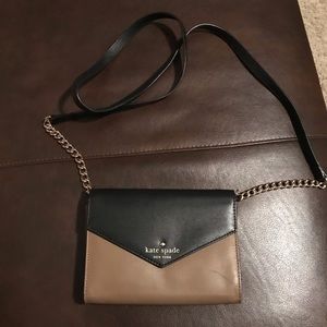 Kate Spade Mini Crossbody Purse in Taupe & Black
